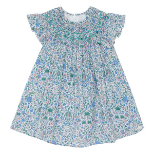 Tartine et Chocolat - Liberty Baby Kleid mit Raffungen | Weiß