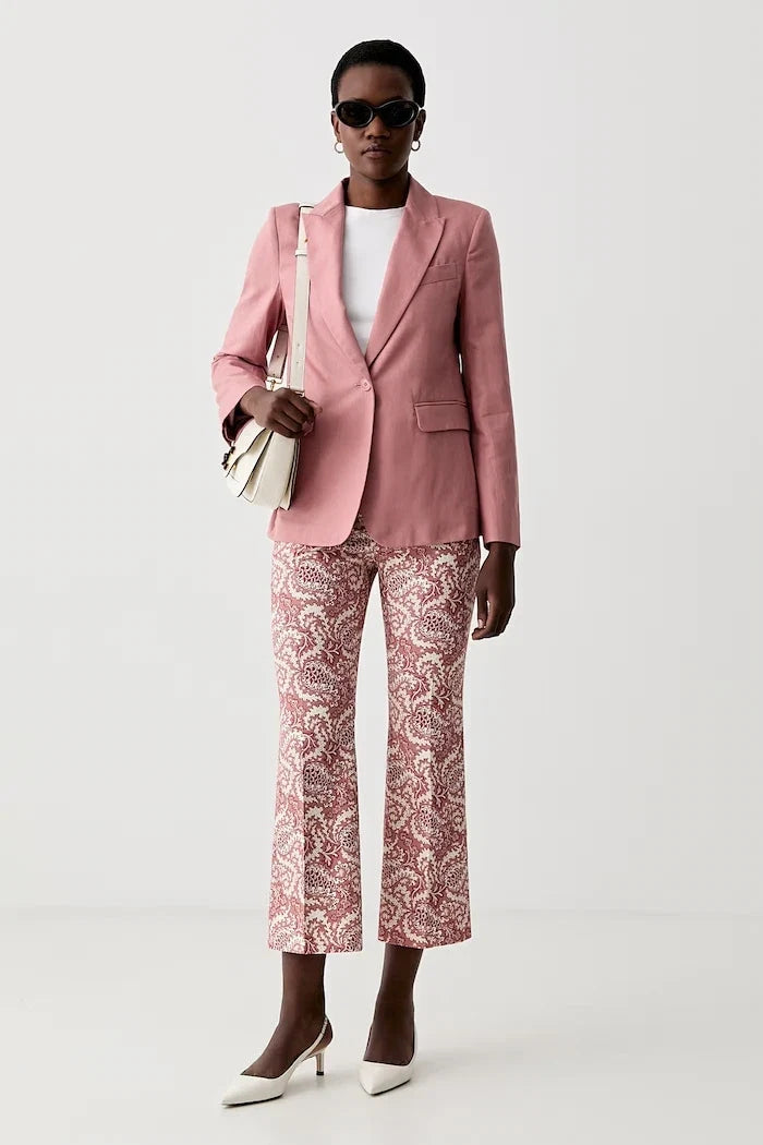 Weekend Max Mara kadın tek düğmeli keten karışımlı ceket ORCHE