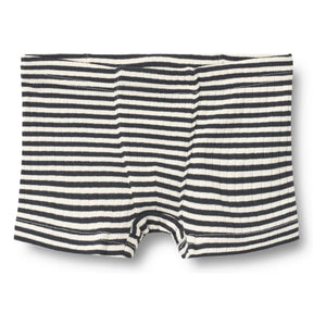 Weizen - 2er Pack Louis Gerippte Gestreifte Bio-Baumwoll-Boxershorts | Schwarz