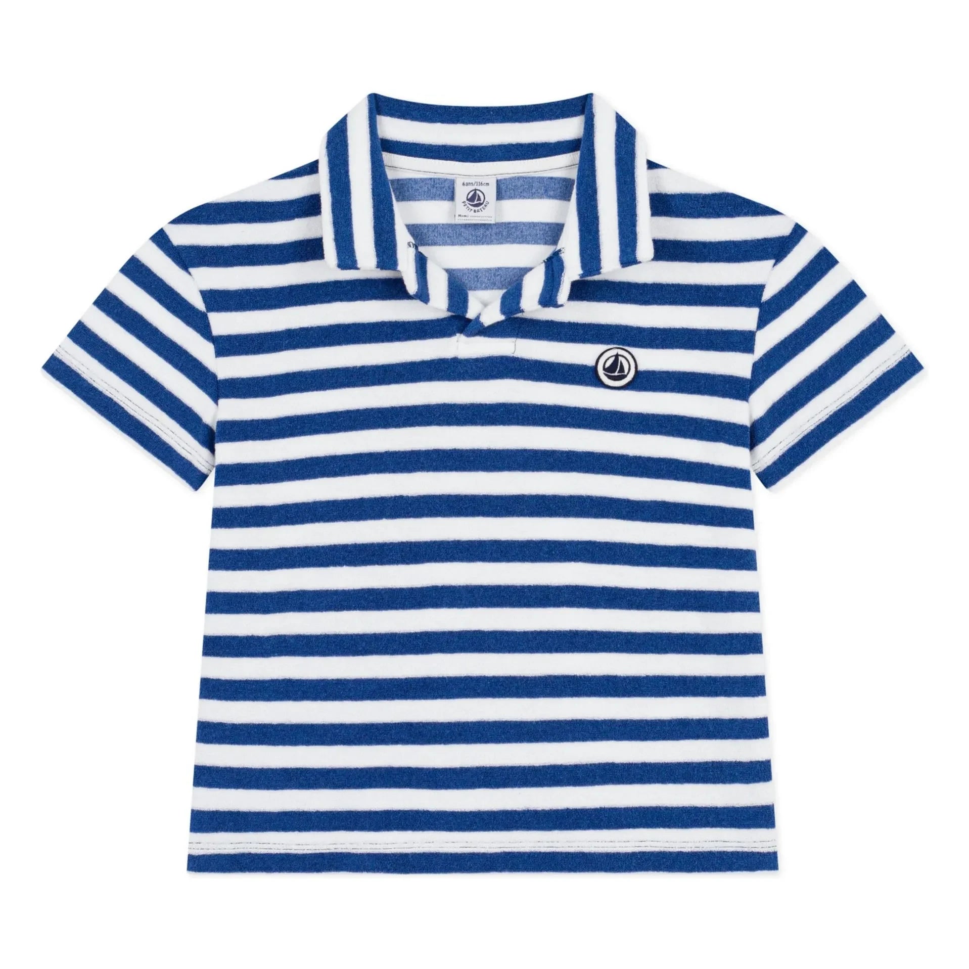 Petit Bateau – Gestreiftes Frottee-Polohemd | Blau