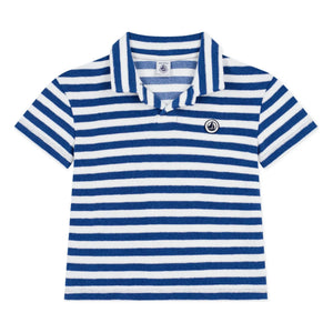 Petit Bateau – Gestreiftes Frottee-Polohemd | Blau