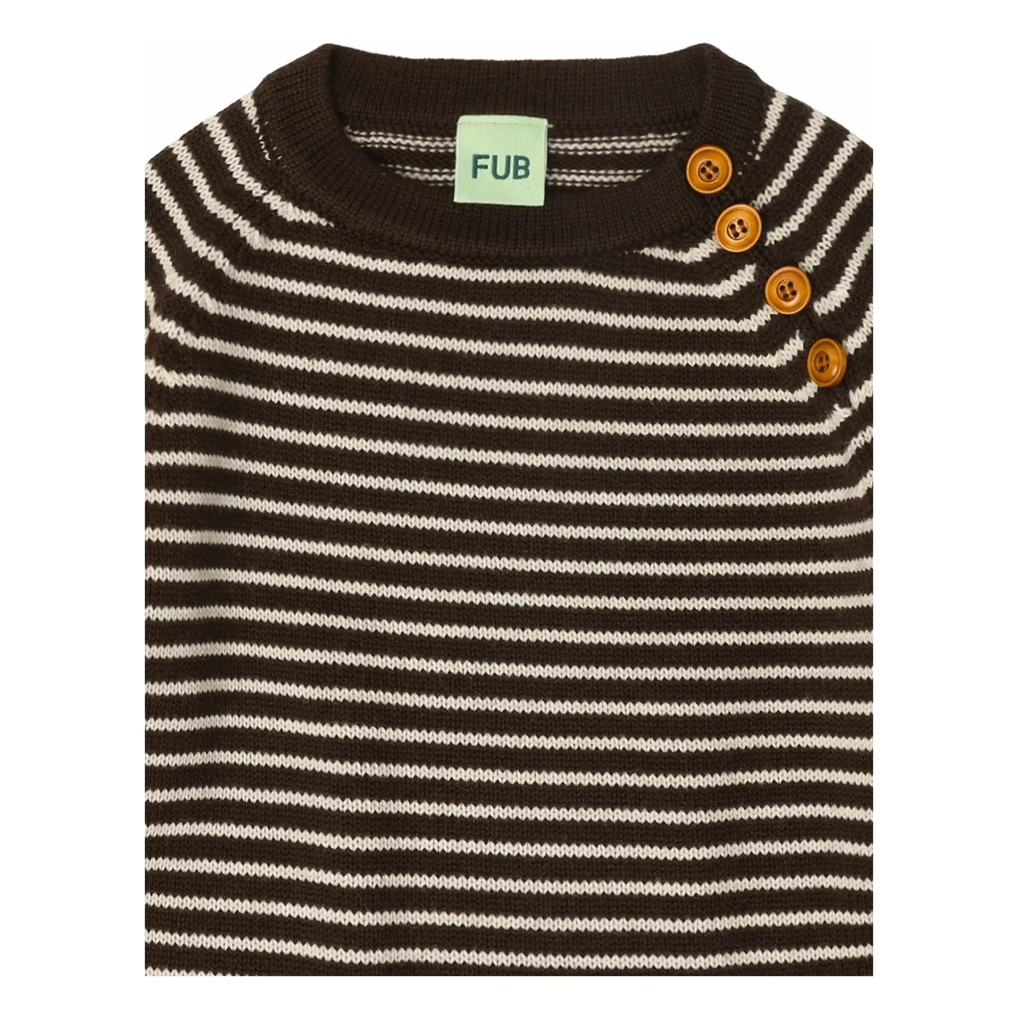 FUB - Çizgili Merinos Yünlü Kazak | Kahverengi