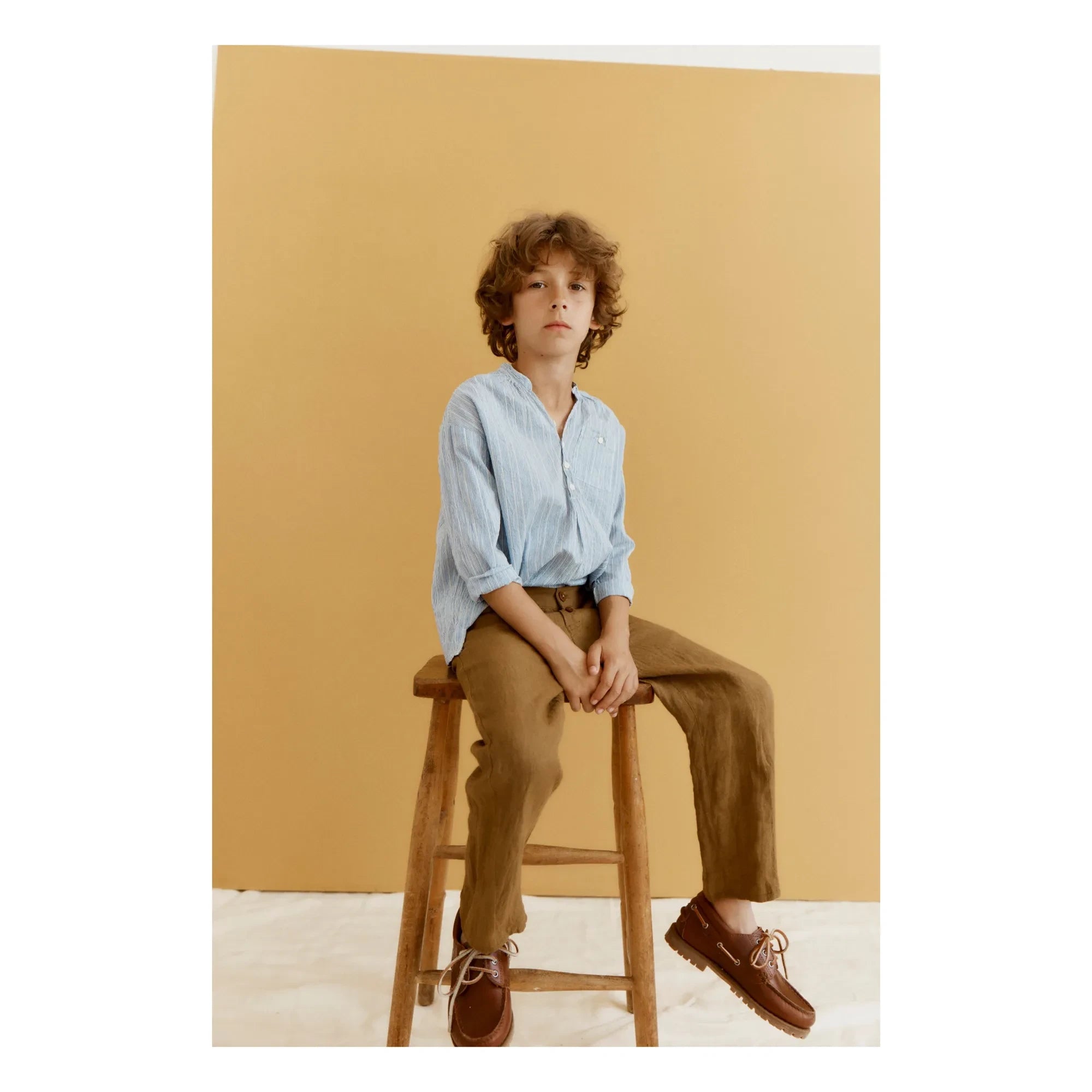 Caramel - Adonis Striped Silk Shirt | Azure blue