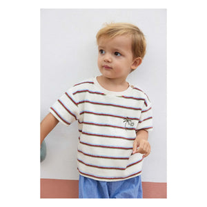 Bonton - Livo Viva Gestreiftes Frottee-T-Shirt | Weiß