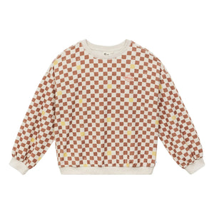 a.p - Organic Cotton Damier Terry Sweatshirt | Brown