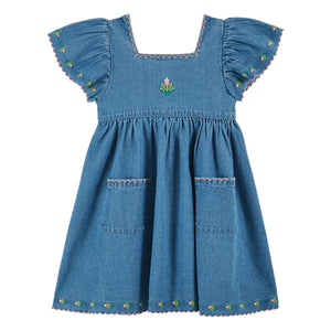 Emile et Ida - Besticktes Jeanskleid | Blau
