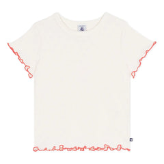 Petit Bateau - Ruffled Heart T-Shirt with Frills | Ivory