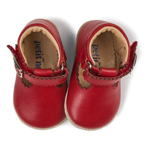 Petit Nord - Flounced Slippers with T-Bar | Red