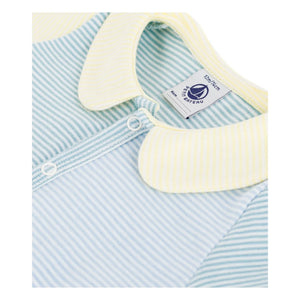 Petit Bateau – Gestreifter Schlafanzug-Jumpsuit kurz | Blau