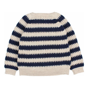 Búho - Çizgili Yün Alpaka Kazak | Lacivert