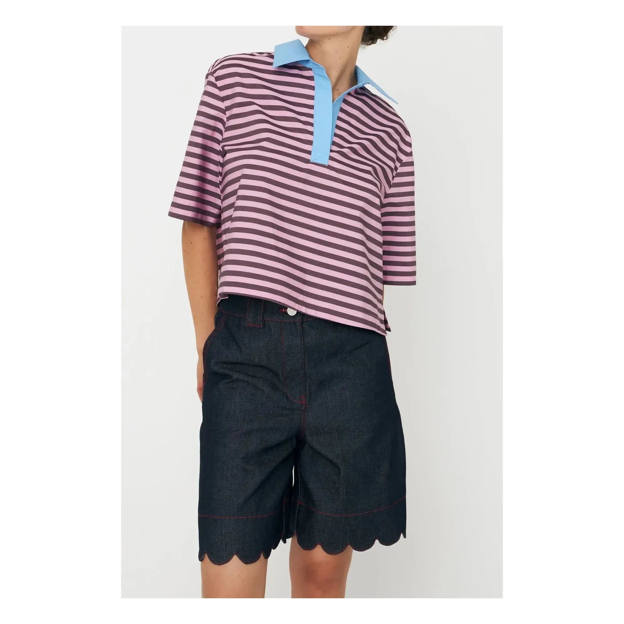 Stella Nova - Besetzte Baumwollshorts | Dunkelblau
