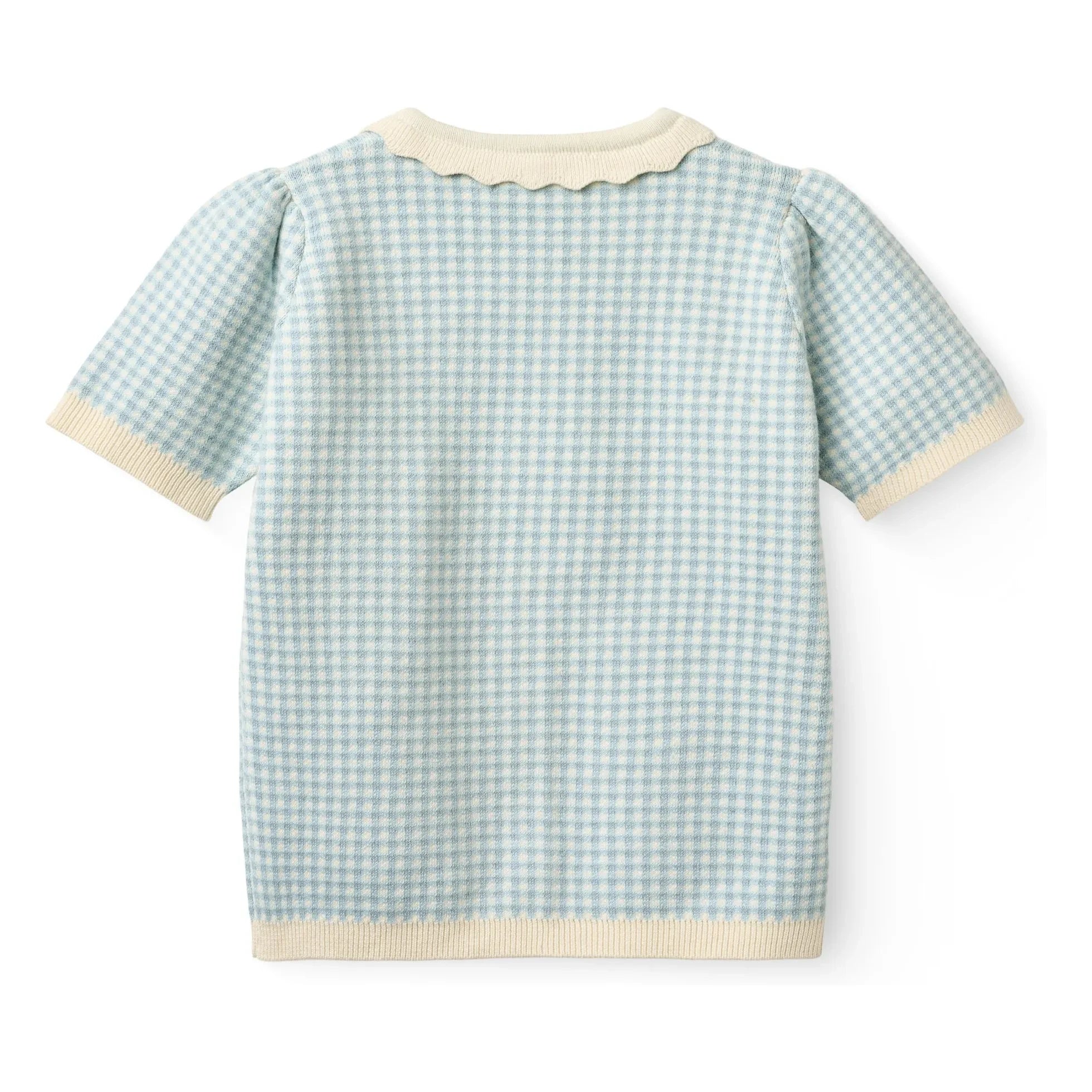 Copenhagen Colors – Kurzärmliger Jacquard-Cardigan aus Bio-Baumwolle | Hellblau