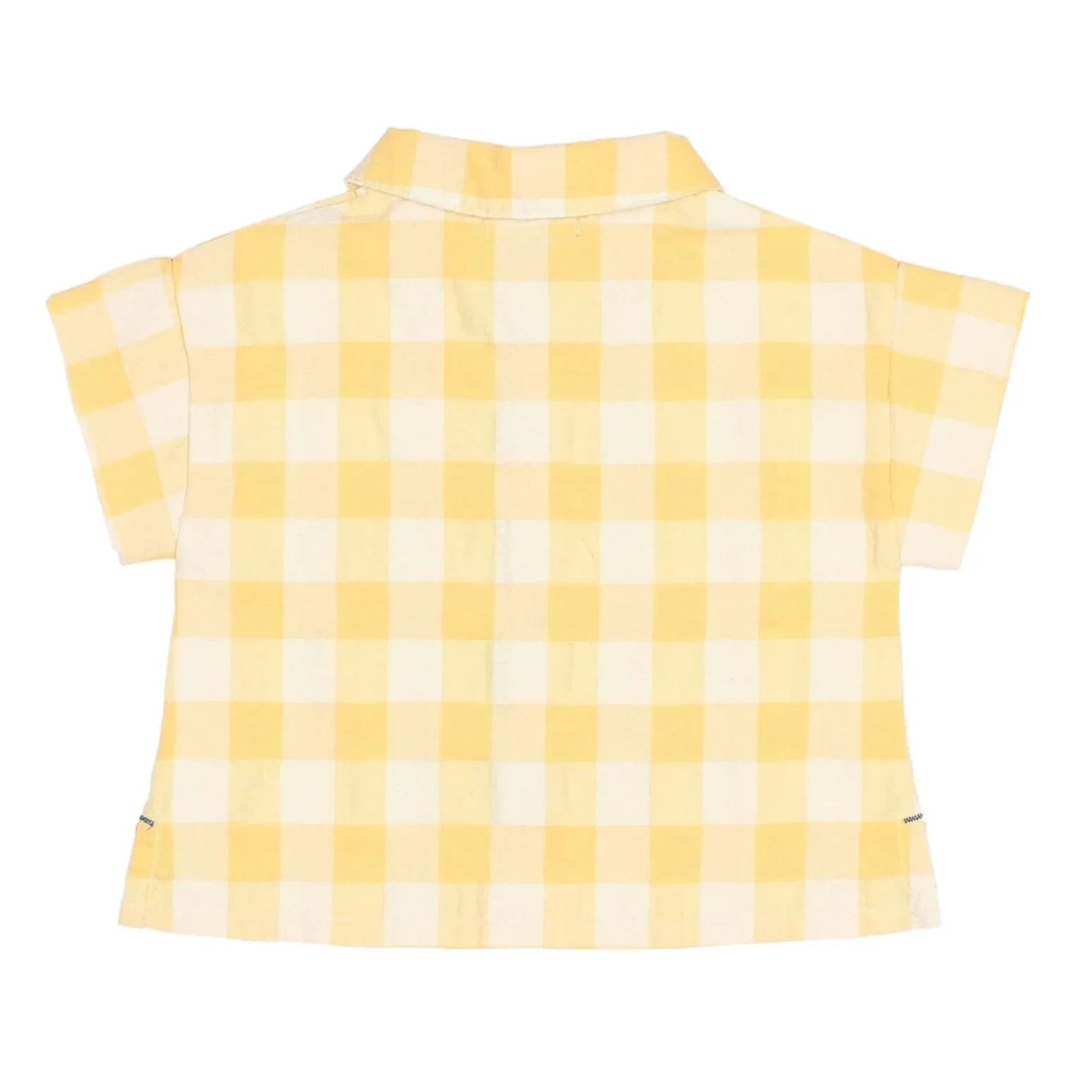 Búho - Sarı Gingham Seersucker Organik Pamuk Bebek Gömleği