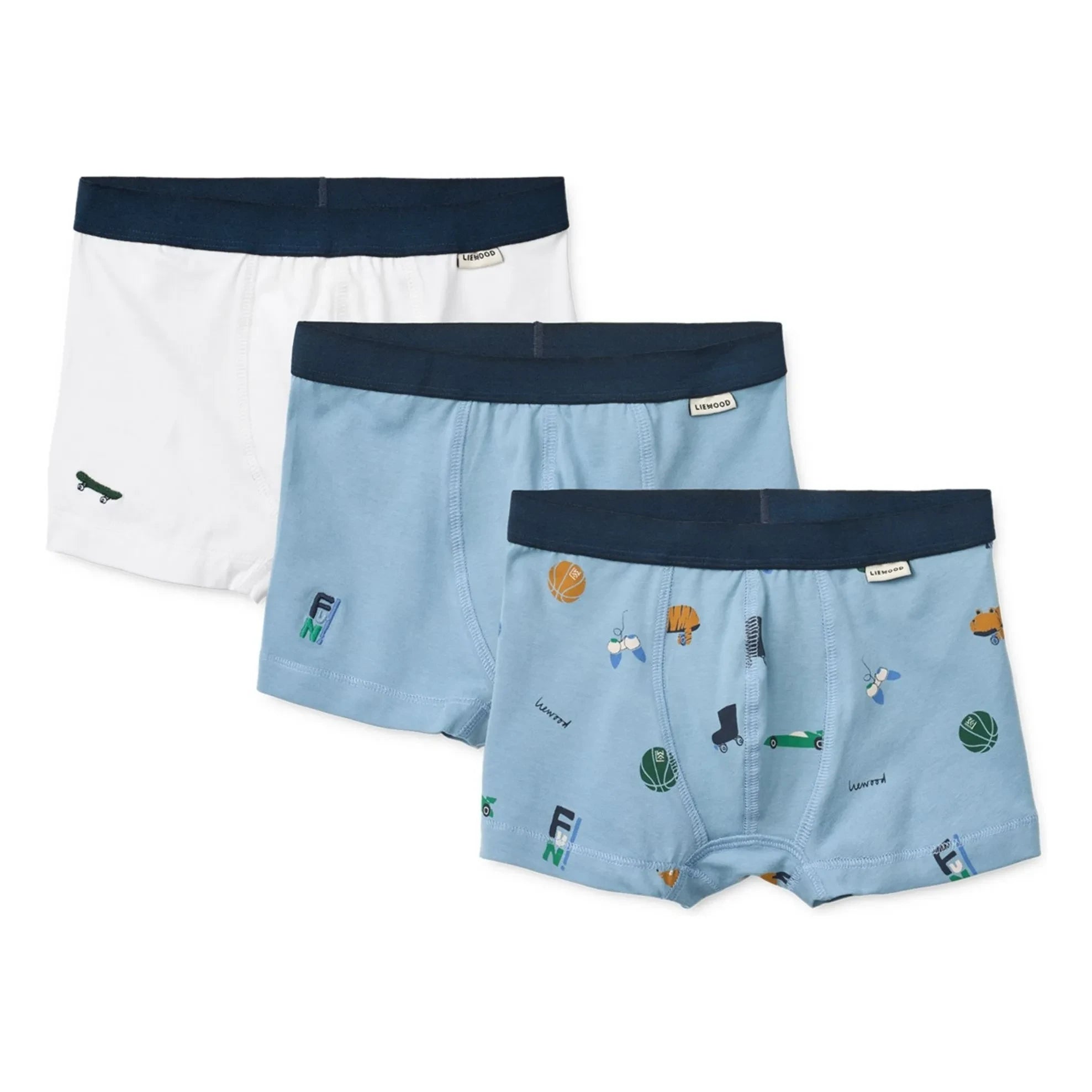 Liewood - 3’lü Marvin Sport Organik Pamuklu Boxer Seti | Mavi