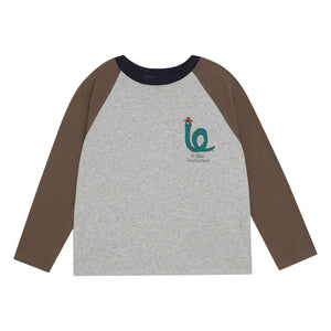 The Campamento - Renk Bloklu Yılan Tişört | Gri Melanj