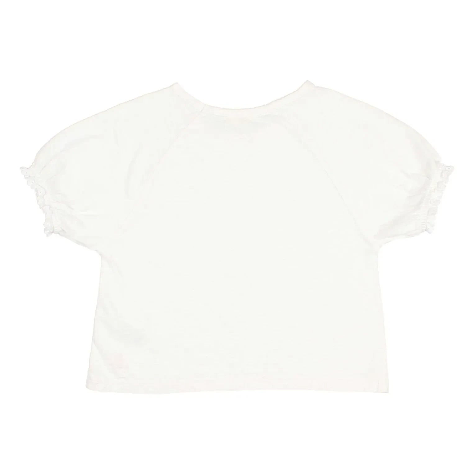Búho - Organik pamuk dantelli T-shirt | Beyaz