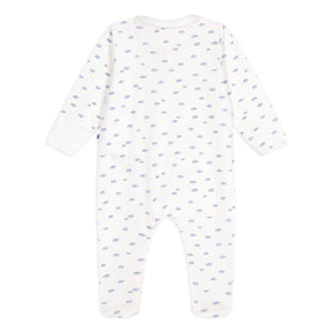 Petit Bateau - Cloud Organic Cotton Zip-Up Pajamas | White