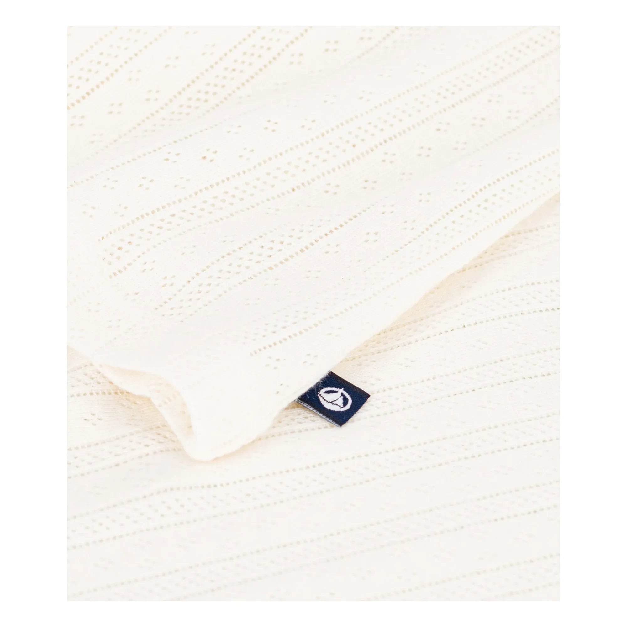 Petit Bateau – Pointelle T-Shirt mit Tuniskragen | Ecru