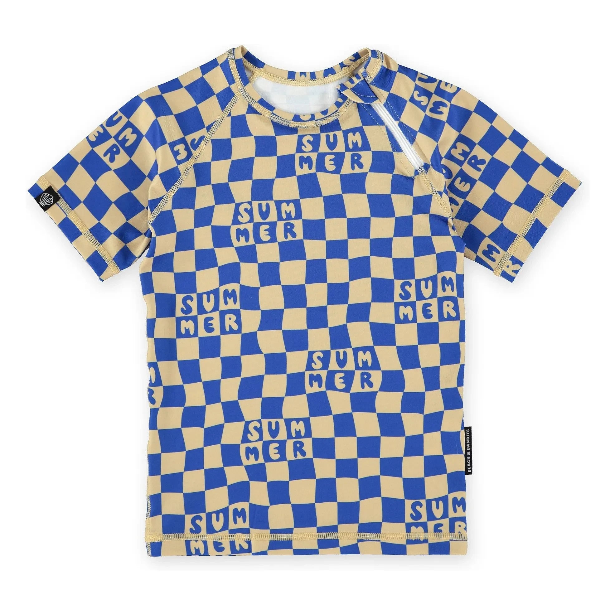 Beach & Bandits - Kariertes UV-Schutz-T-Shirt aus recycelten Fasern | Marineblau