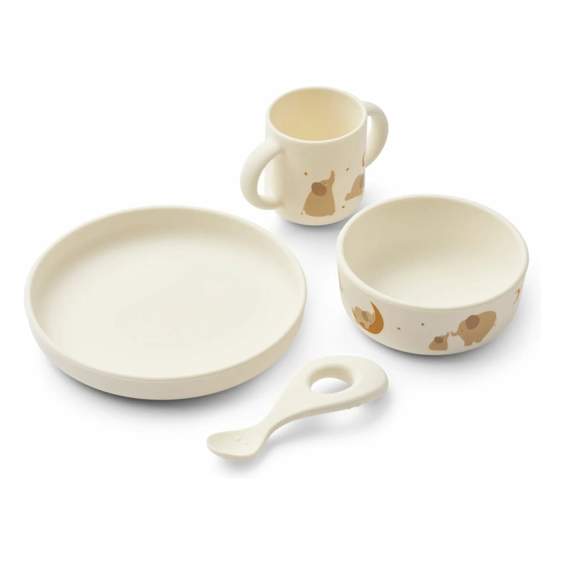 Liewood - VIVI silikon yemek takımı - 4'lü Set | Elephant/Creme de la creme