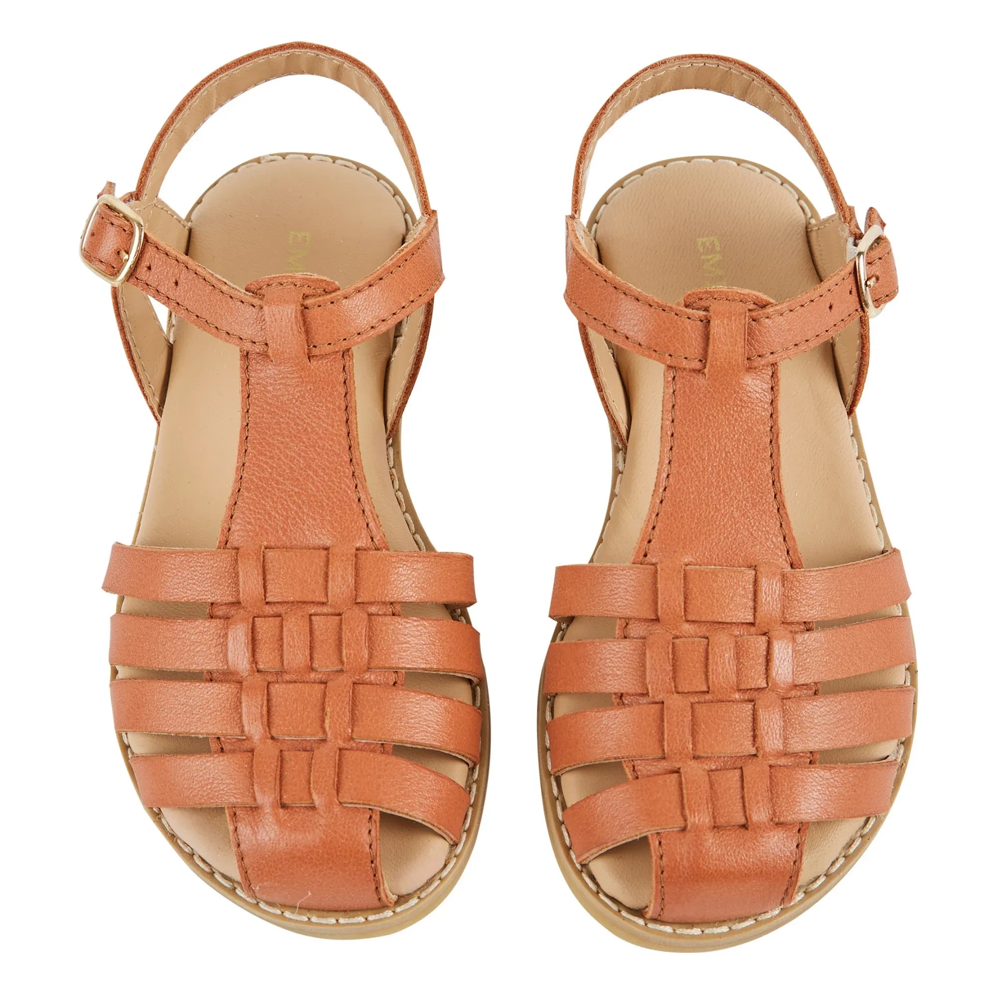 Emile et Ida - Leder Sandalen mit Kreuzriemen | Camel