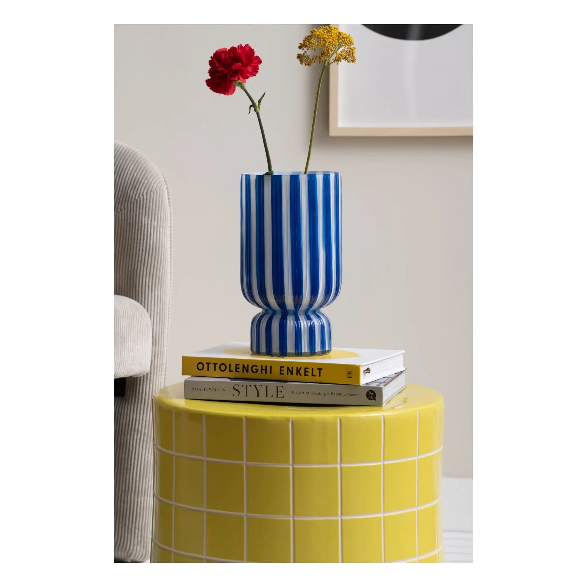 Present Time - Retro Tiles Alçak Yan Sehpa | Sarı