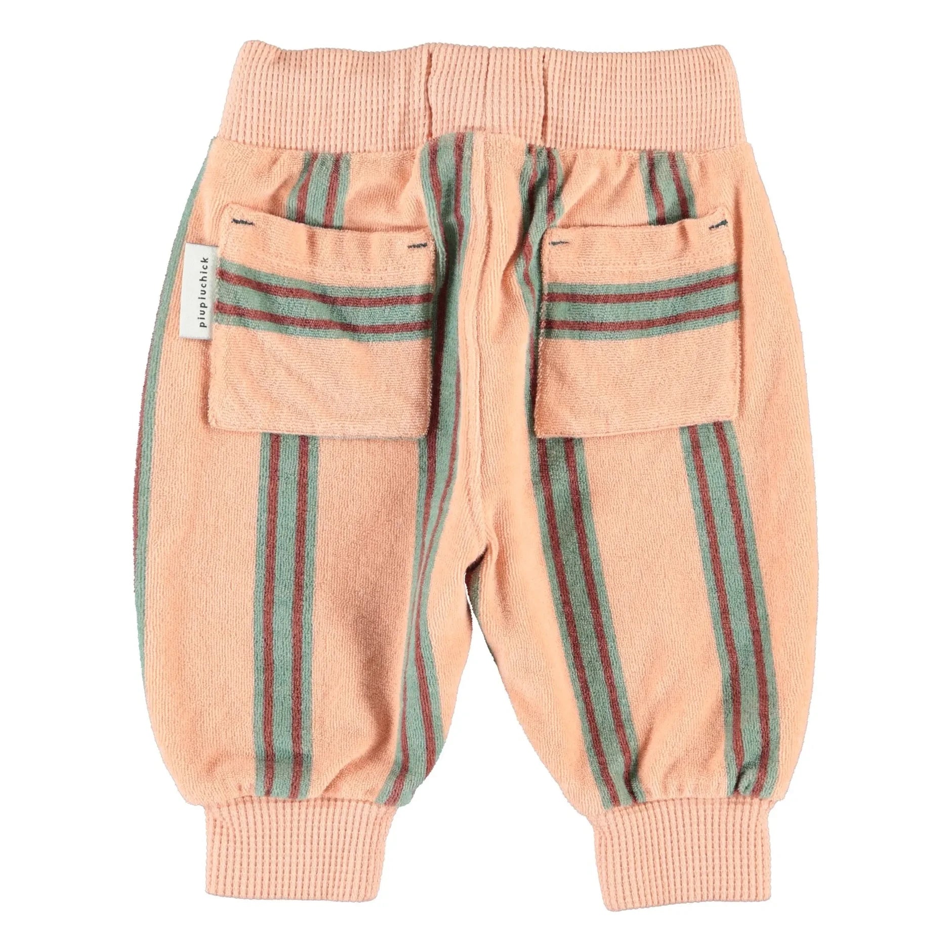 Piupiuchick - Organik pamuklu havlu kumaş çizgili jogger pantolon | Pembe