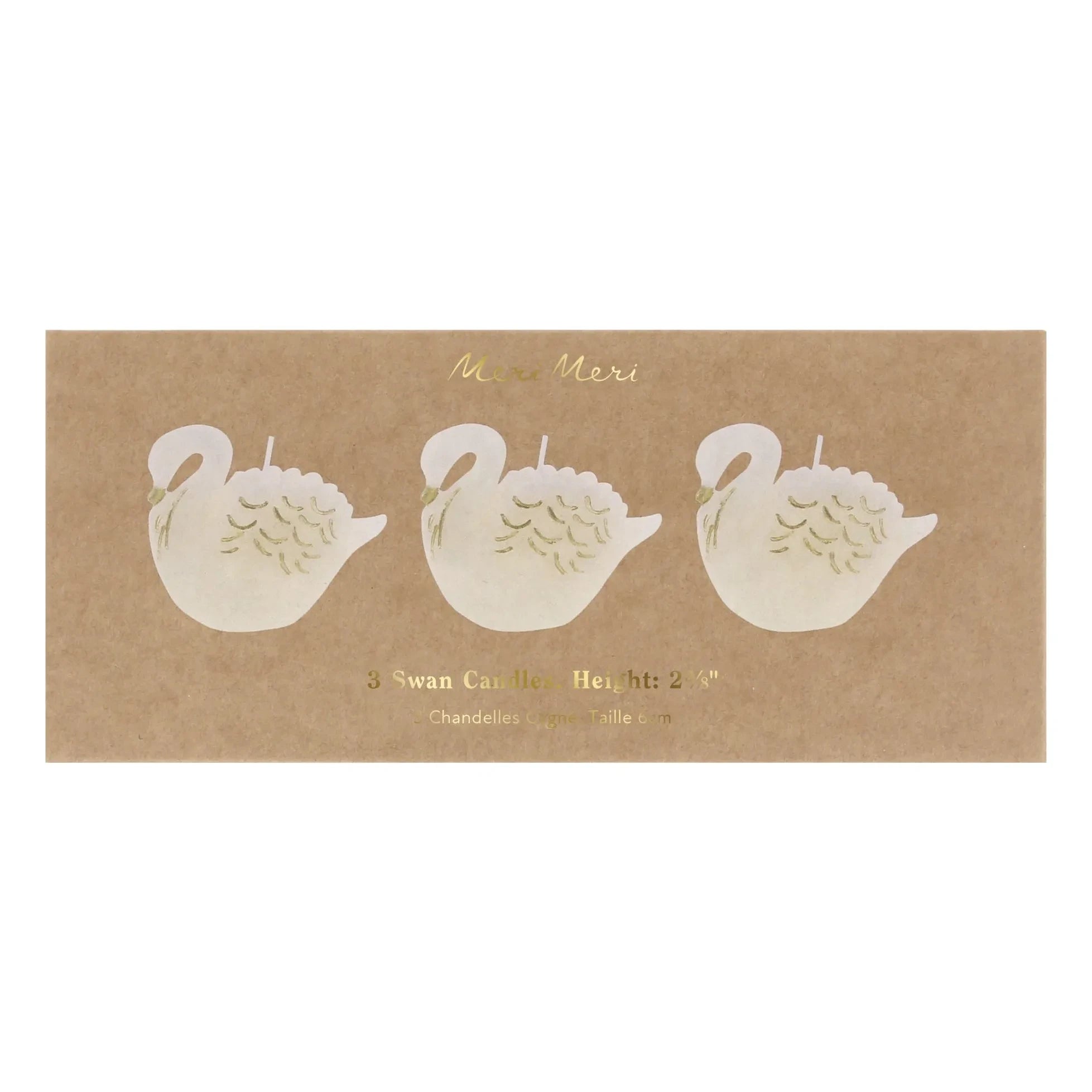 Meri Meri - Swan mumlar - 3'lü Set | Ecru