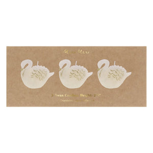 Meri Meri - Swan mumlar - 3'lü Set | Ecru