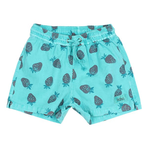 Búho - Erdbeer Popeline Bio-Baumwoll-Badeshorts | Türkis