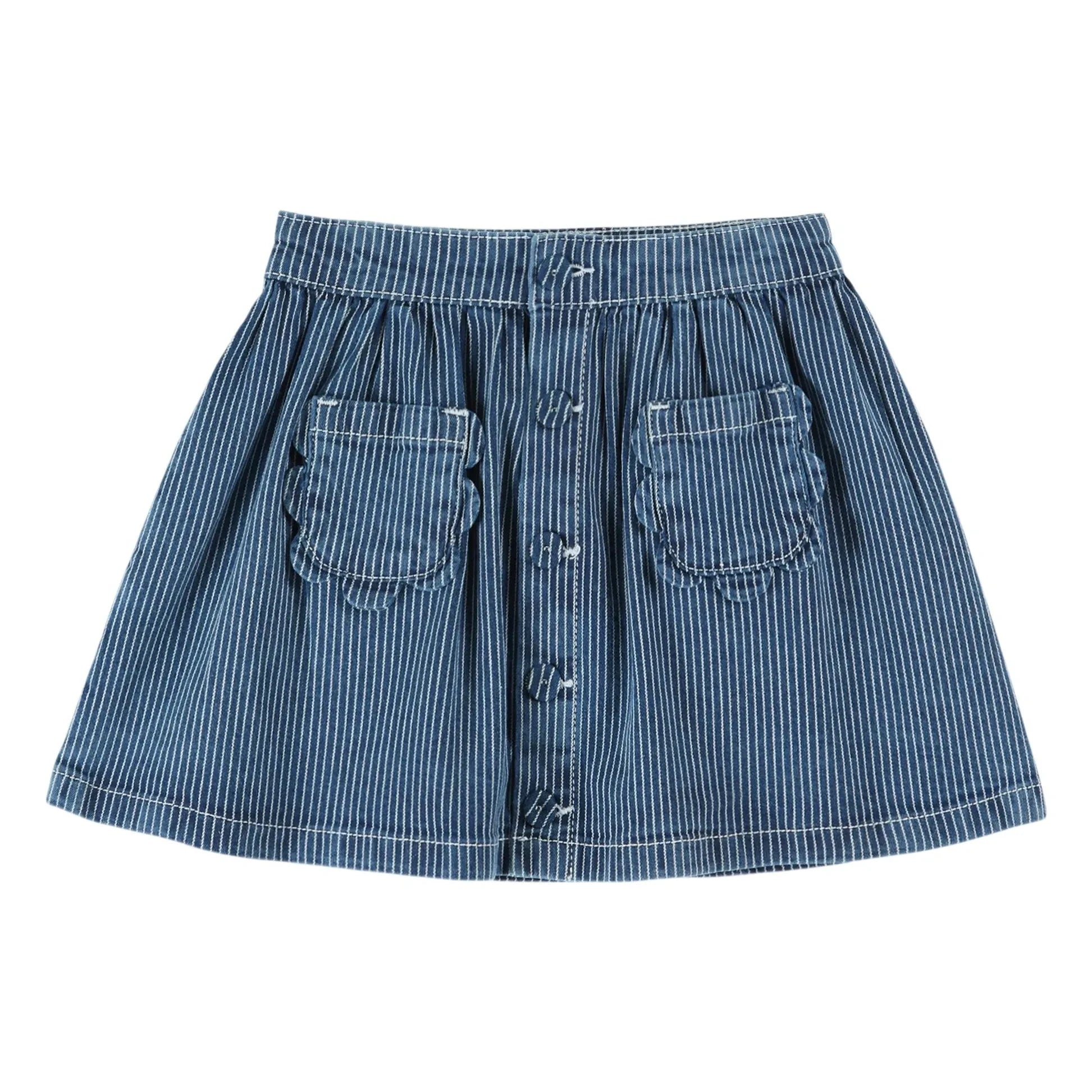 Emile et Ida - Gestreifter Jeansrock | Blau