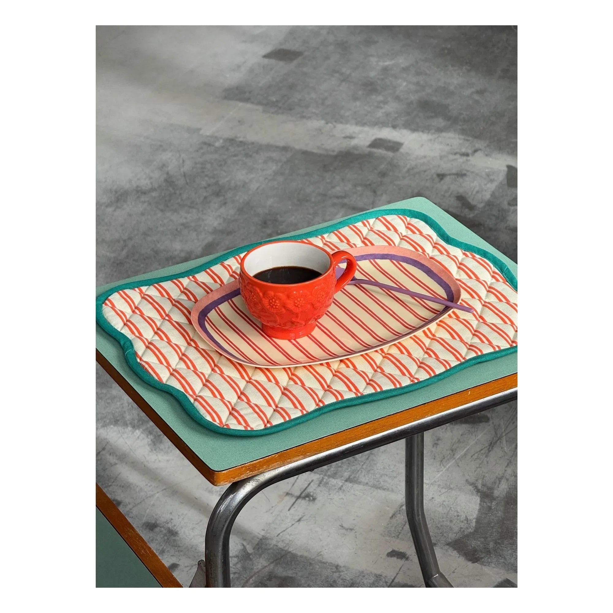Rice - Gestepptes Platzset gestreift | Orange