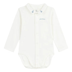 Petit Bateau - Organic Cotton Embroidered Collar Bodysuit | Blue