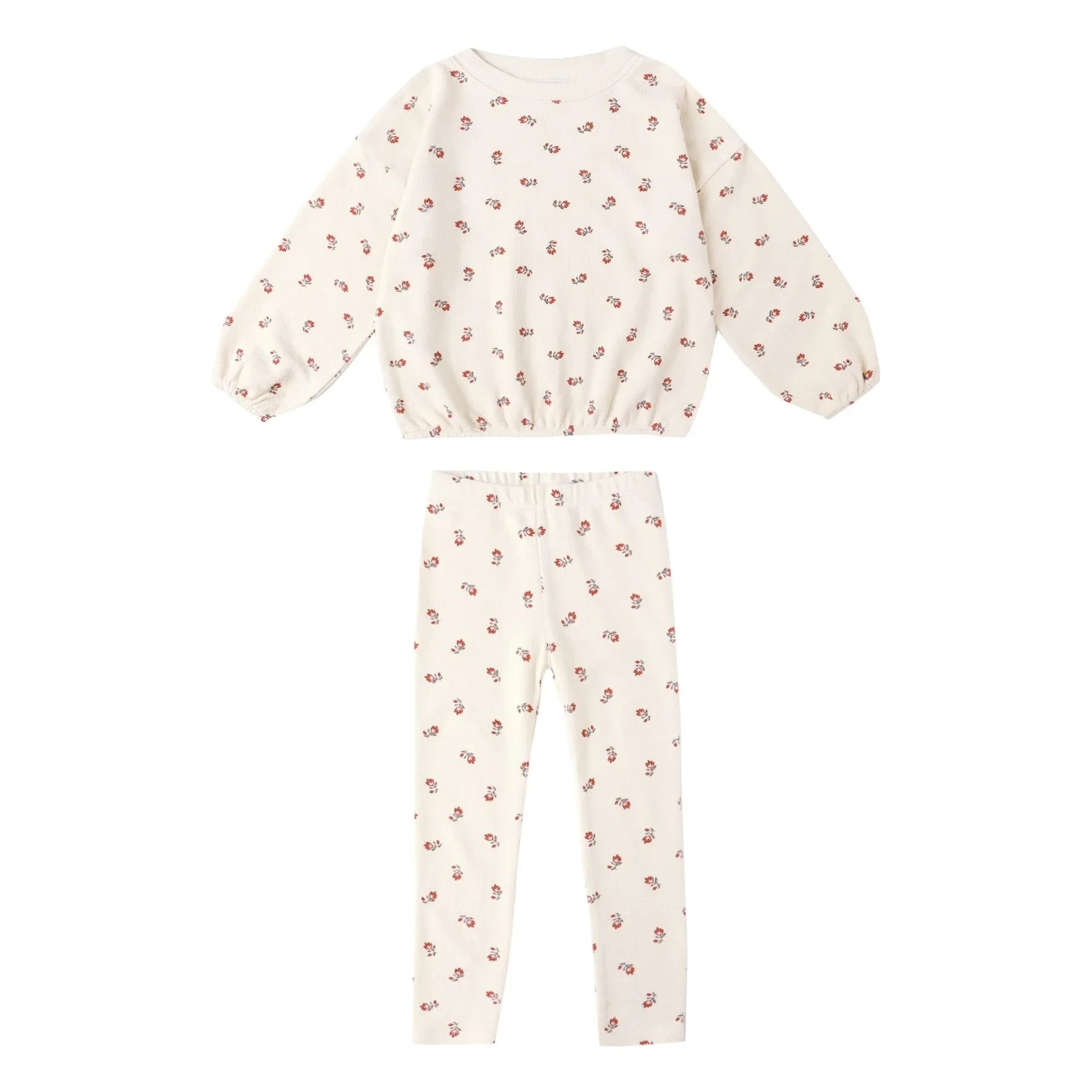 Rylee + Cru - Ruby Ditsy Frottee-Sweatshirt und Leggings Set | Ecru