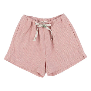 Babe & Tess - Stella Striped Floral Drawstring Shorts | Red