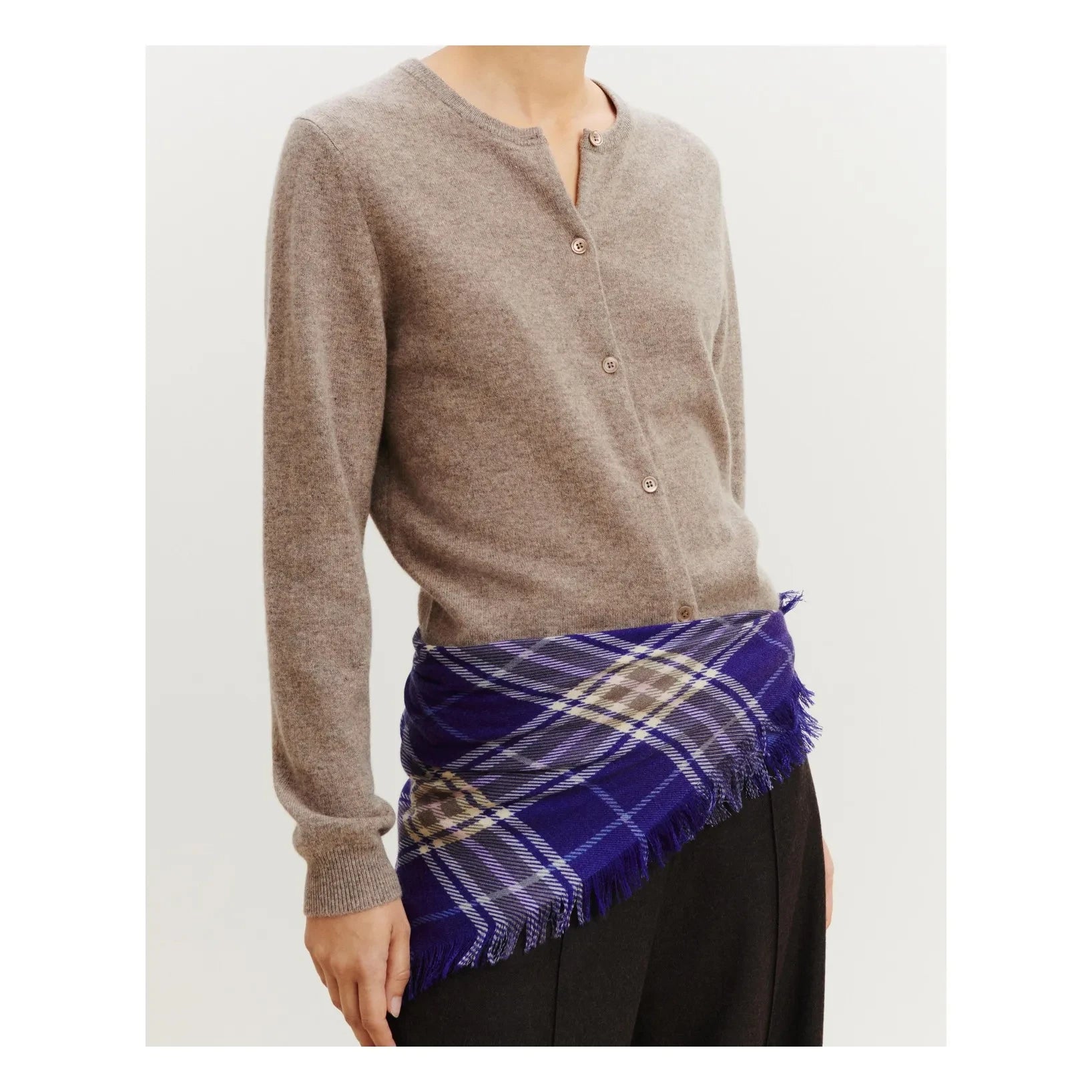 Bompard - Swann Tartan Cashmere Mini Scarf | Purple