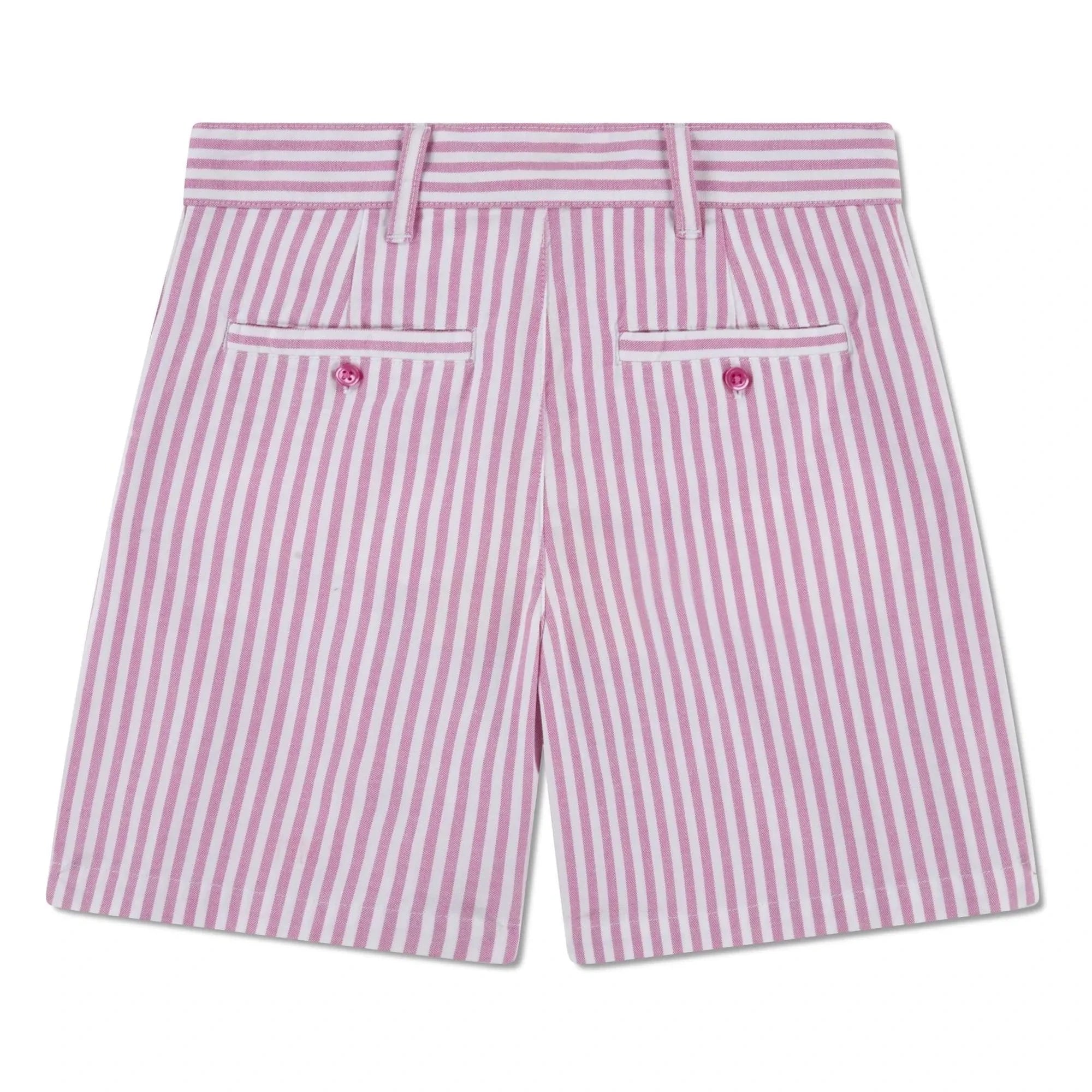 Lacoste - Çizgili Organik Pamuk Pinch Şort | Pembe