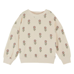 Emile et Ida - Organik pamuklu havlu çiçekli sweatshirt | Krem