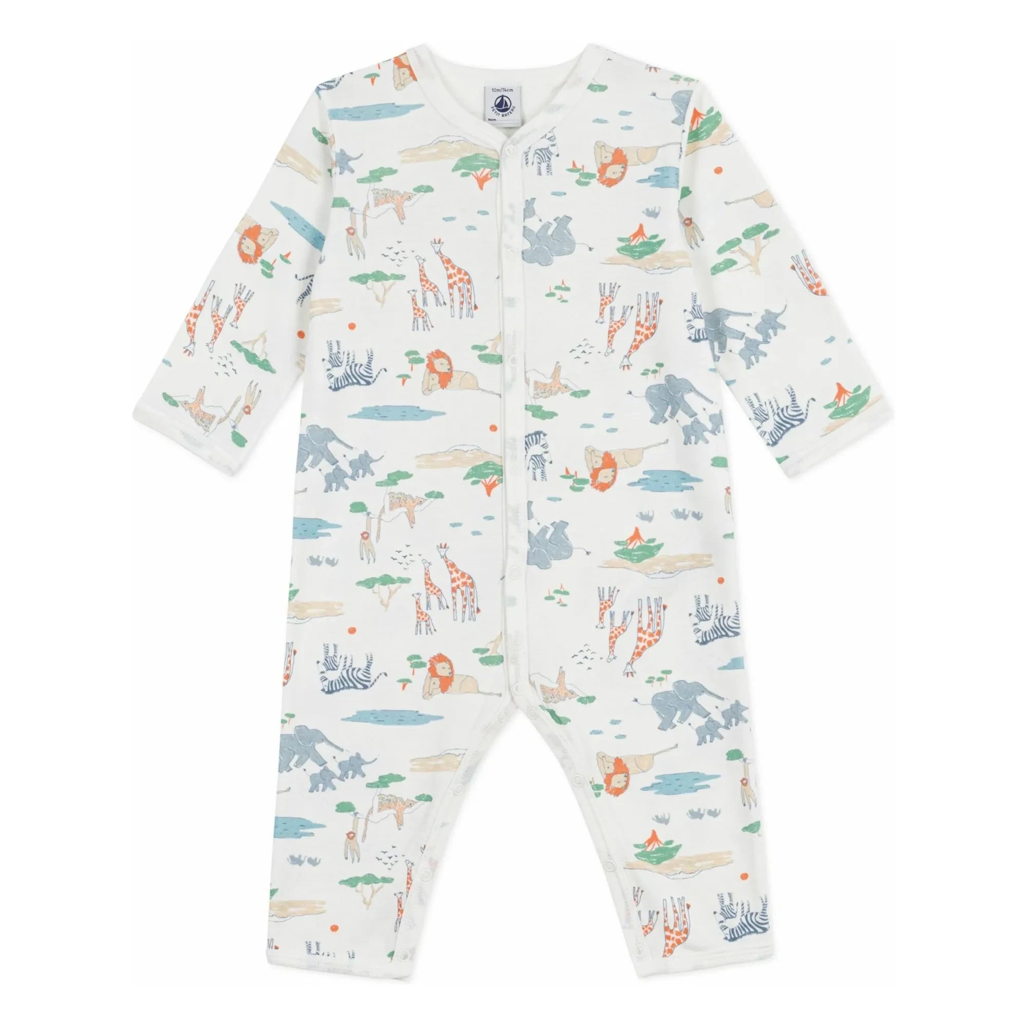 Petit Bateau - Strampler Savanne Pyjama | Weiß
