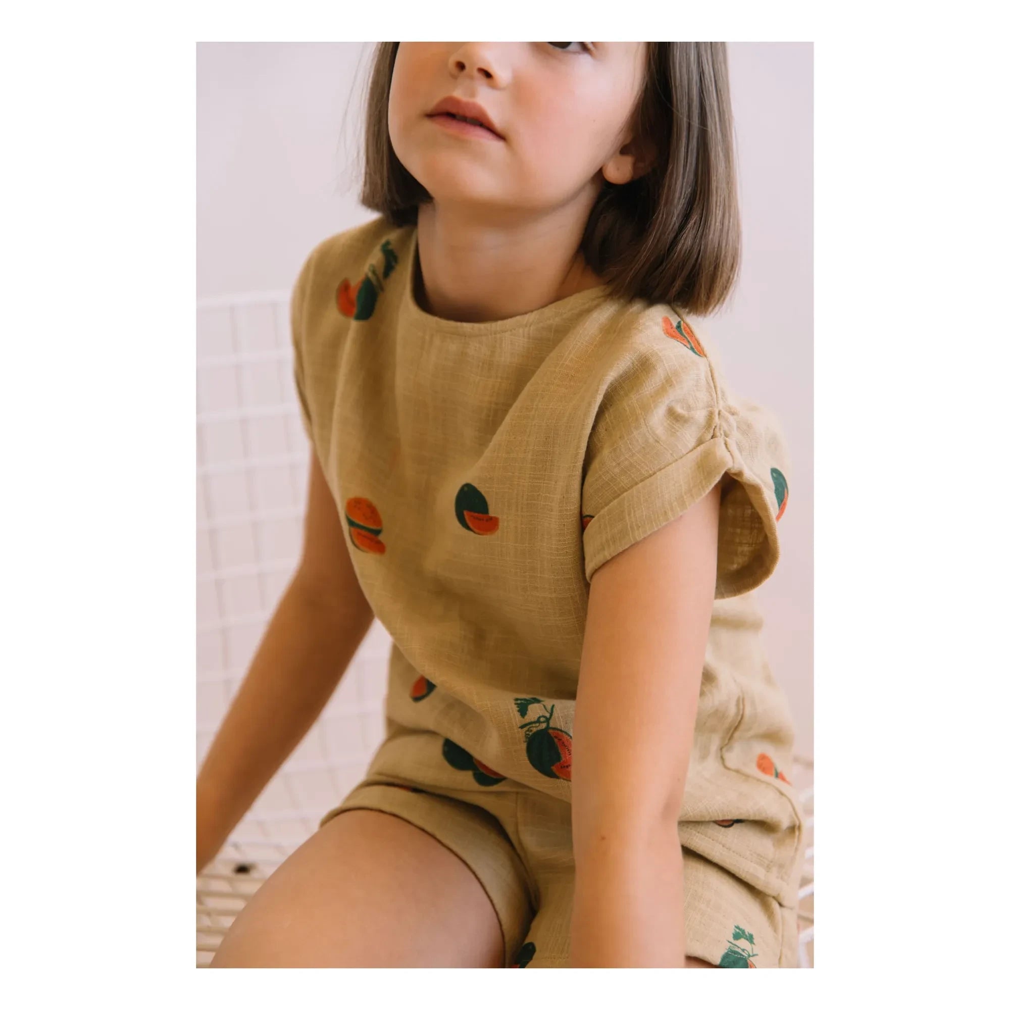 Studio Bohème - Praslin Watermelon Cotton Gauze T-Shirt | Sage