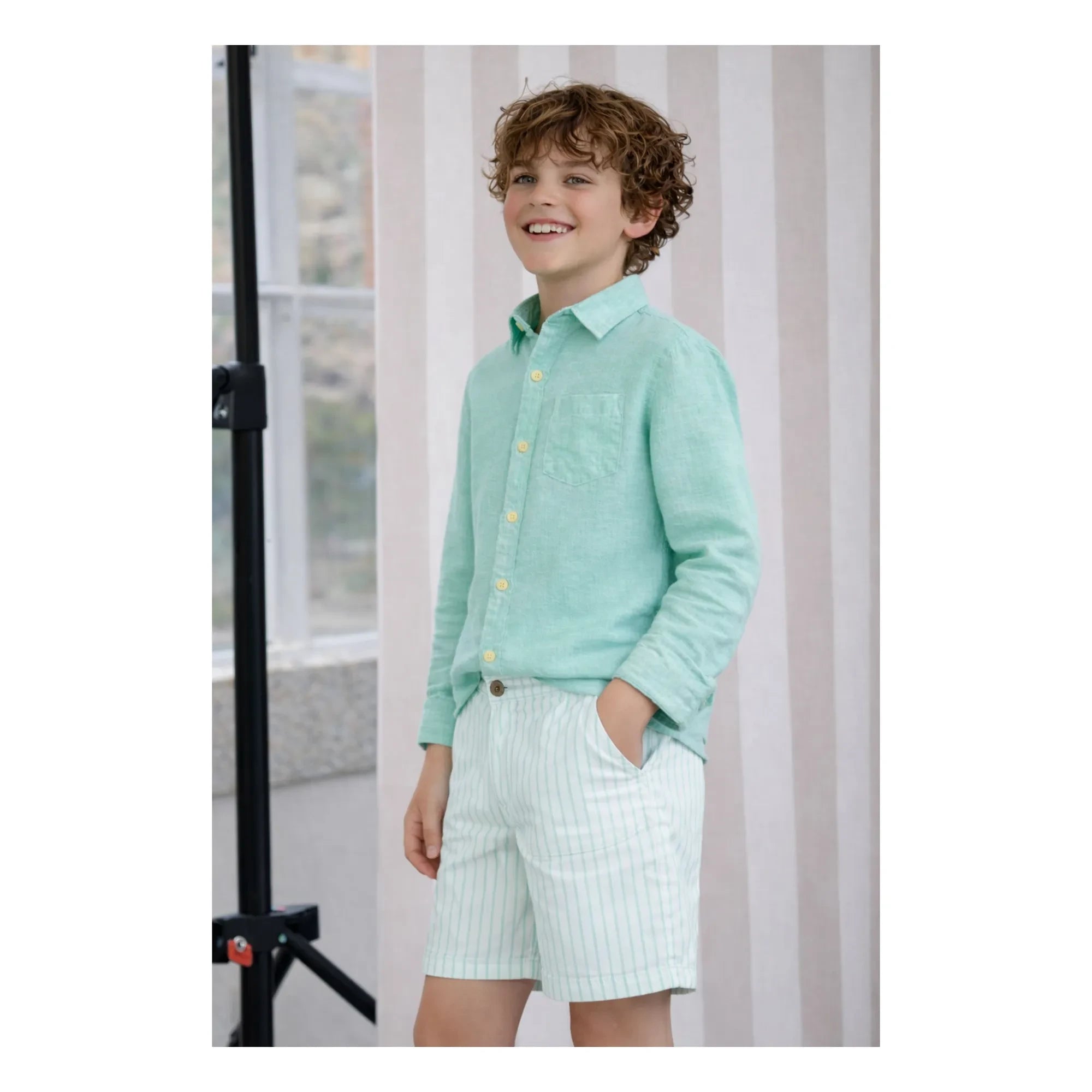Lililotte - Arsène Striped Organic Cotton Bermuda Shorts | Mint Green