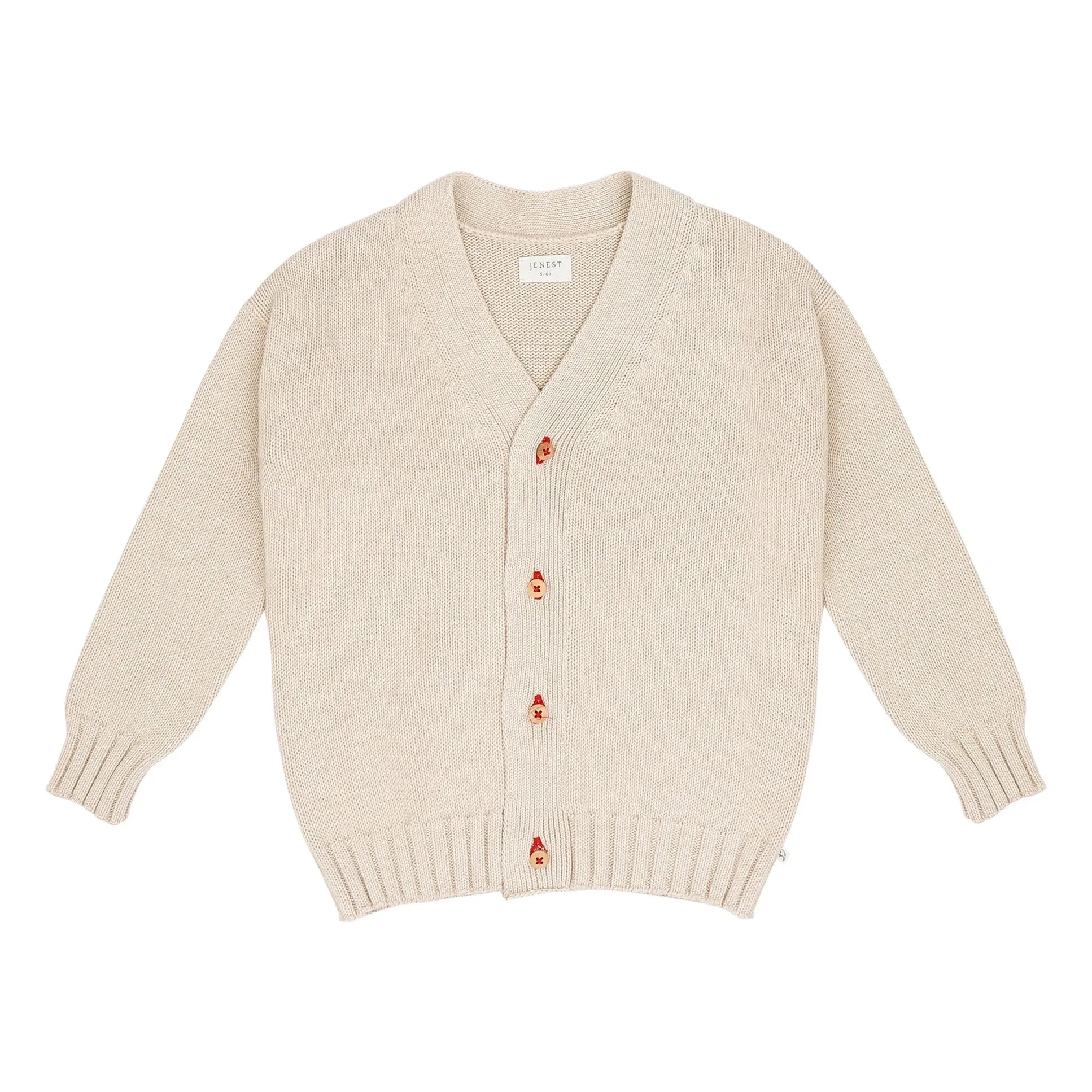 Jenest - Face organic cotton cardigan | Sand