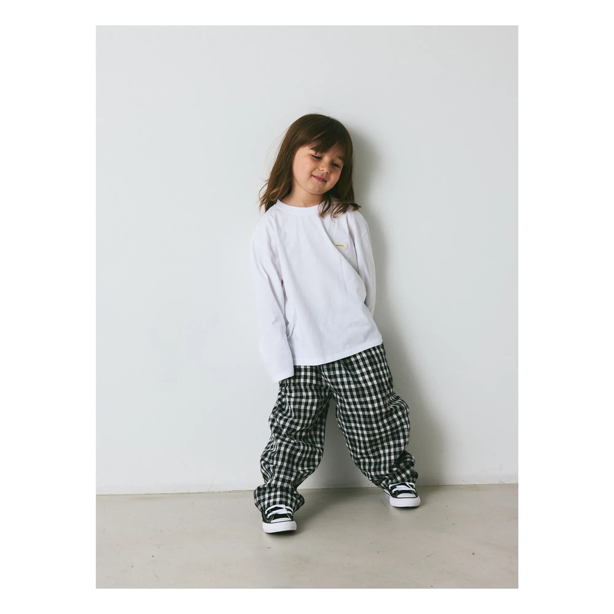 brunobruno nation - Dora Organic Cotton Checkered Pants | Black