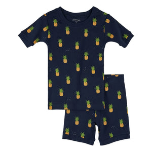 Petit Lem - Ananas Desenli Organik Pamuk Pijama | Gece yarısı mavisi
