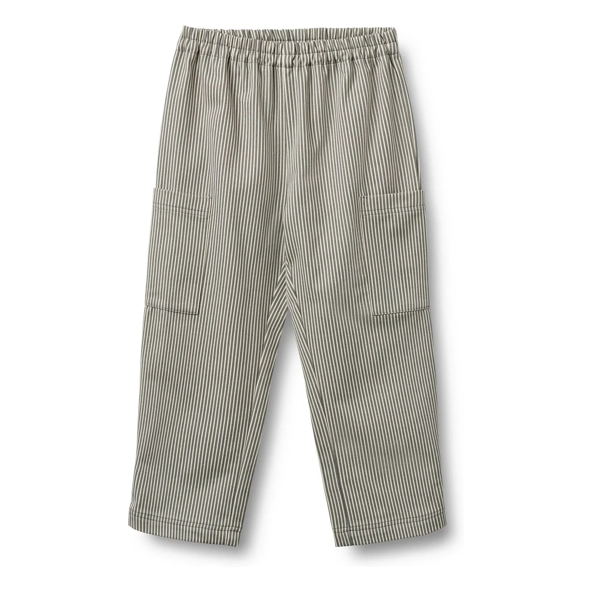 Wheat - Kalloa Striped Organic Cotton Trousers | Gray