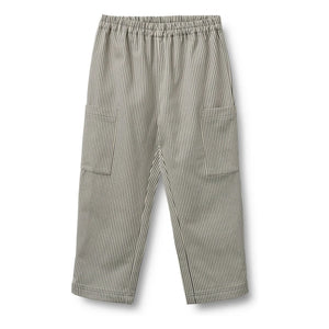 Wheat - Kalloa Striped Organic Cotton Trousers | Gray