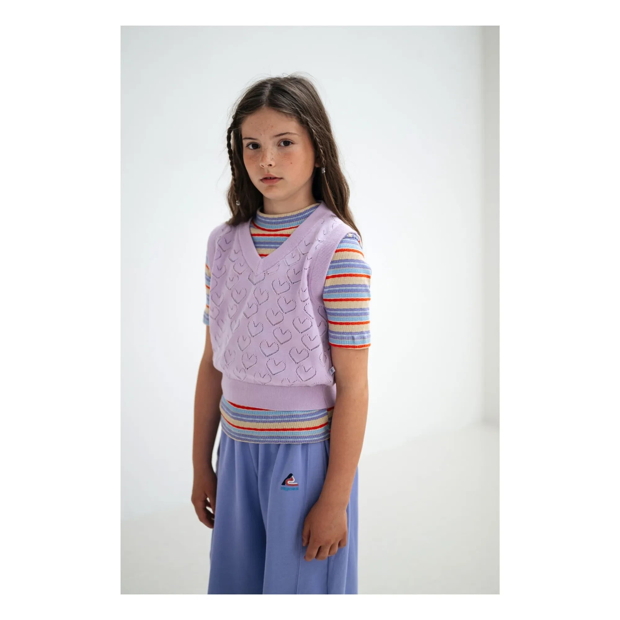 Repose AMS - Striped Ribbed Organic Cotton T-Shirt | Lilac