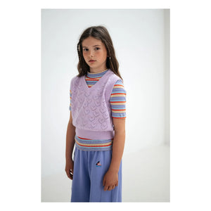 Repose AMS - Striped Ribbed Organic Cotton T-Shirt | Lilac