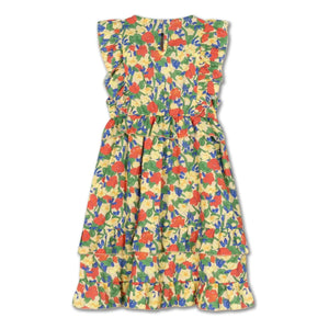 Repose AMS - Organic Cotton Floral Pattern Ruffled Dress | Light Yellow