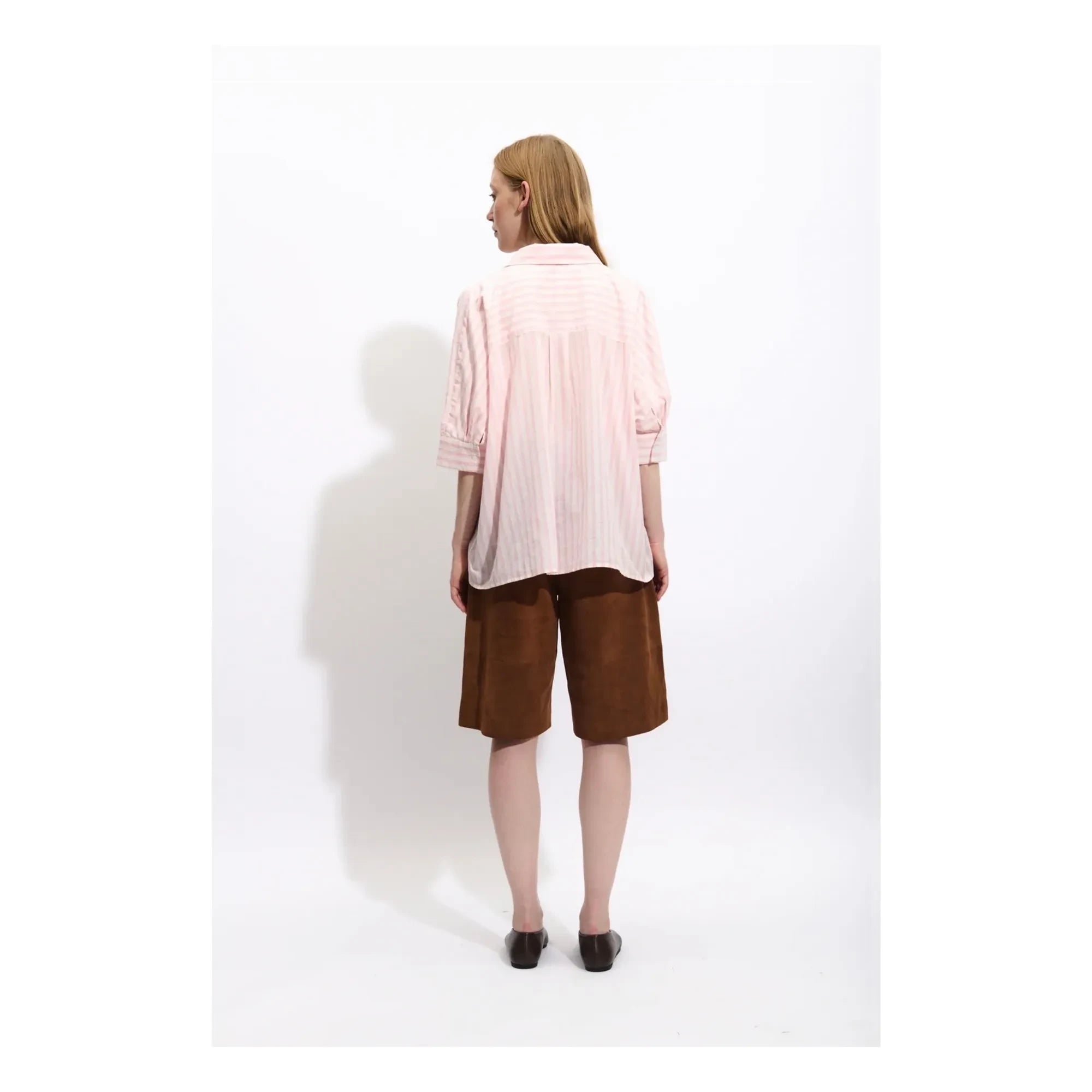 BELLEPIECE - Carmela Gestreifte Baumwollbluse | Rosa